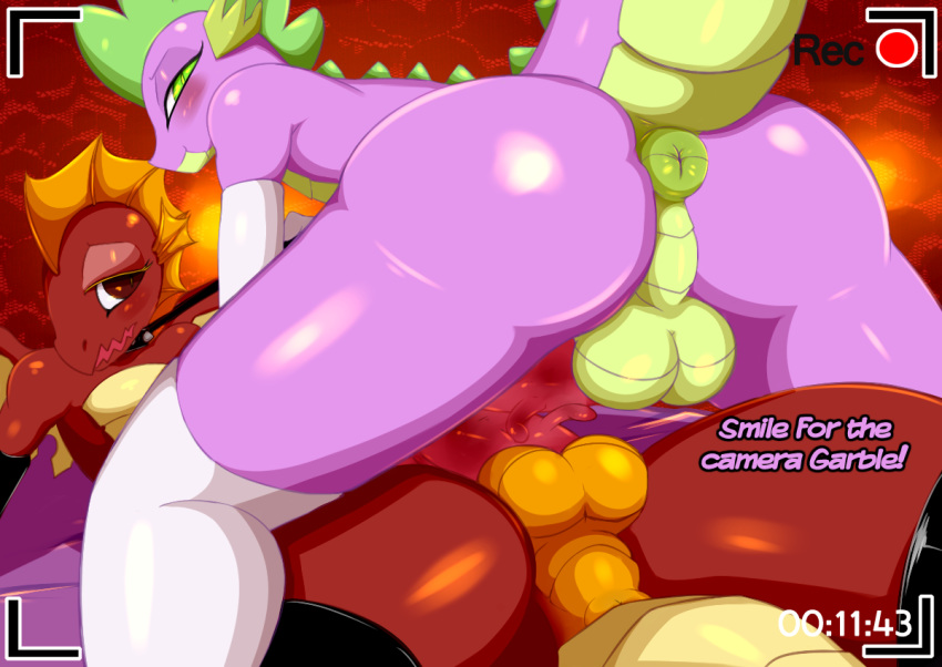 2015 anthro anus askadolesentspikewebcam ass balls dragon duo english_text erection friendship_is_magic fur furry garble_(mlp) girly male male_only multiple_males my_little_pony penis puffy_anus smile smooth_skin spike_(mlp) text yaoi