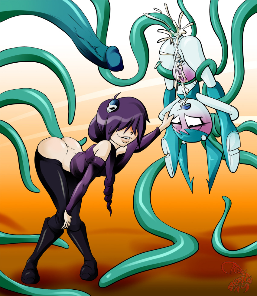 2girls anal cicada consensual_tentacles cum cum_in_ass cum_in_pussy cum_inside gynoid inflation jenny_wakeman lemmy_(zone) multiple_girls my_life_as_a_teenage_robot stomach_bulge teenager tentacle tentacles xj-9 zone-tan