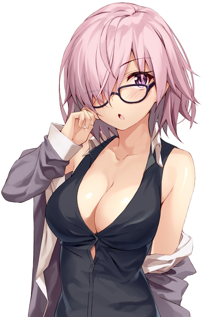 1girls armor big_breasts breasts fate/grand_order fate_(series) female hair_over_one_eye mash_kyrielight mashu pink_hair purple_hair shielder_(fate) shielder_(fate/grand_order) solo type-moon