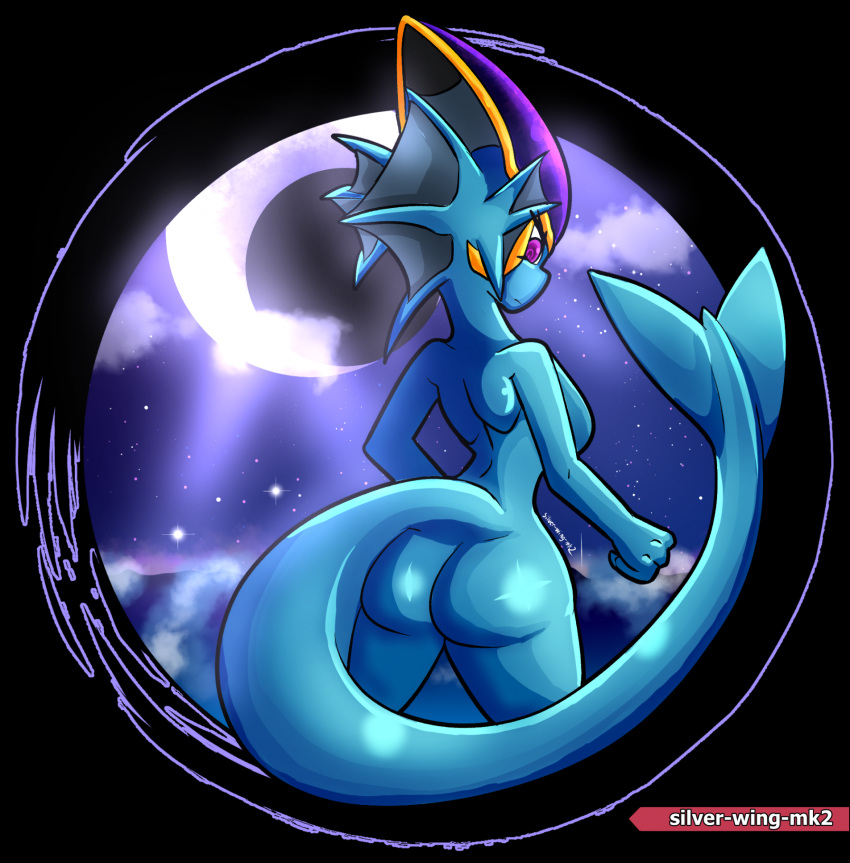 anthro aquatic_dragon dragon female freedom_planet freedom_planet_2 looking_at_viewer looking_back looking_back_at_viewer merga nude nude_female silver-wing-mk2 video_games water_dragon