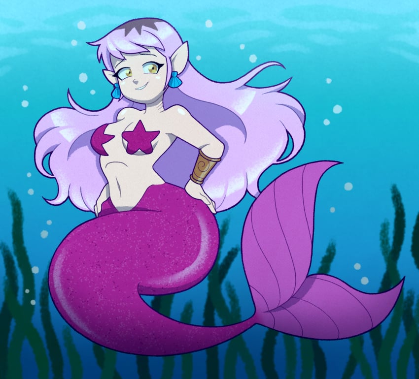 1girls alternate_species amity_blight breasts bubble disney female highres kelp mermaid mermay_2024 monster_girl narrow_waist navel ocean pasties seaweed small_breasts solo starfish_pasties tail the_owl_house thick_thighs thighs tonyneely underwater water wide_hips