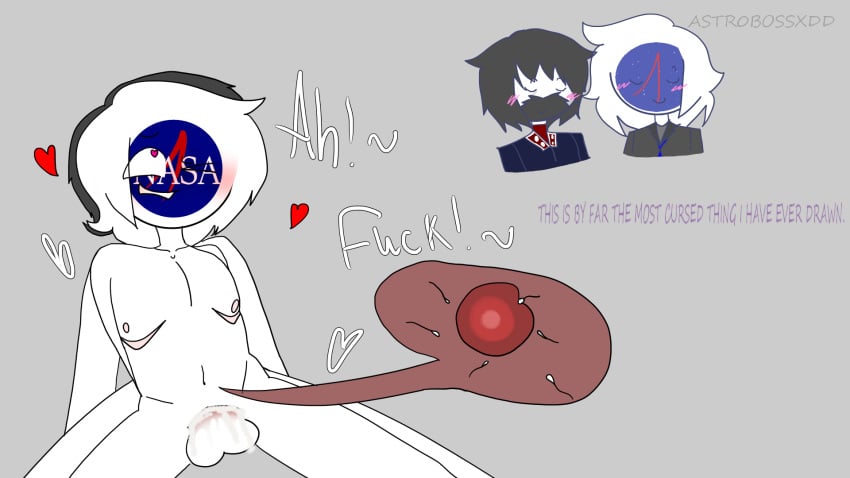 2boys astr0bossxdd biting_lip blood_on_penis blush cum_in_pussy cuntboy gay grey_background heart-shaped_pupils heart_eyes hearts_around_head homosexual houston_(solarballs) impregnation intersex looking_up mastectomy_scar menstruation mpreg nasa nasa_logo nasadude_(solarballs) nipples penetration penis scars scars_on_chest solarballs sperm sperm_meets_ovum spread_legs swearing toony vagina vaginal_penetration white_hair white_skin