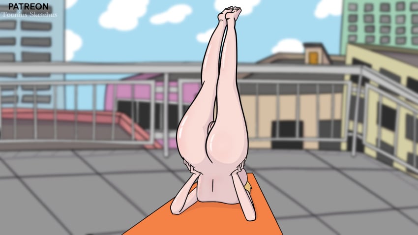 2d ass balcony beth_smith big_ass blonde_female blonde_hair clothed female_only legs_up milf naked naked_female nude nude_female outdoor outside pussy rick_and_morty solo toonius_sketchus upside-down yoga yoga_mat yoga_pose