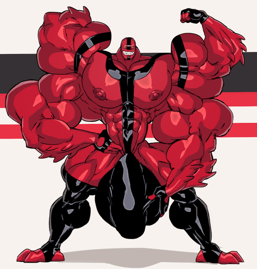 4_arms abs balls ben_10 bulge flaccid fourarms hyper male_only multi_arm multi_eye multi_limb muscular muscular_male penis red_skin remert smug smug_expression solo solo_male tetramand