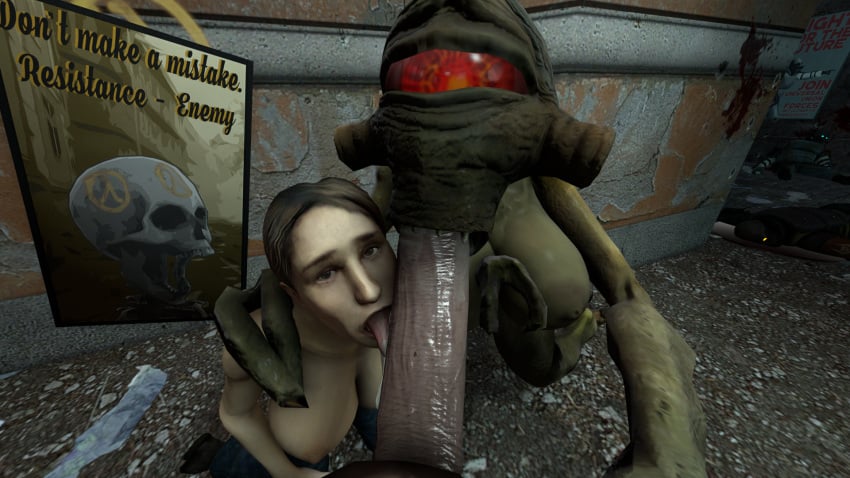 female female/female/male female_alien female_human half-life_2 source_filmmaker sucking_penis vortigaunt