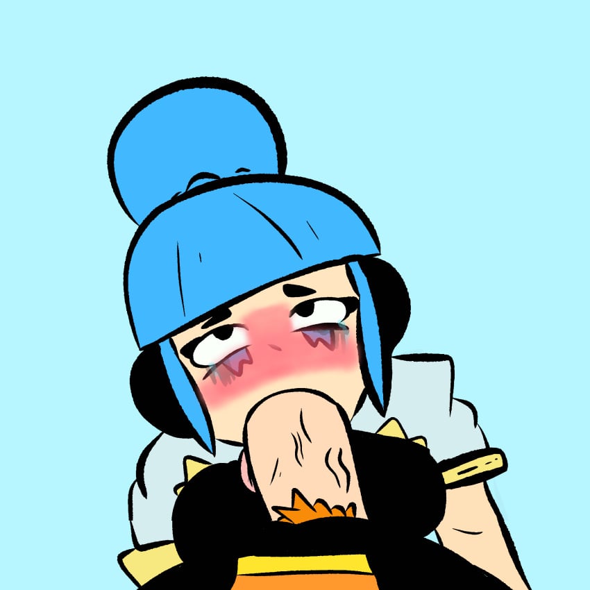 blowjob blowjob_face blush brawl_stars buster_(brawl_stars) janet_(brawl_stars) popstar_janet