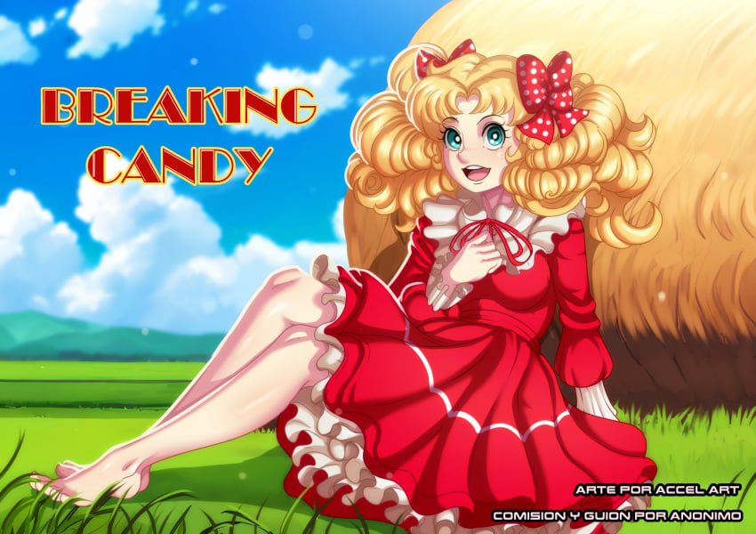 accelart barefoot blonde_hair candice_white candy_candy clothed female outdoors red_dress tagme