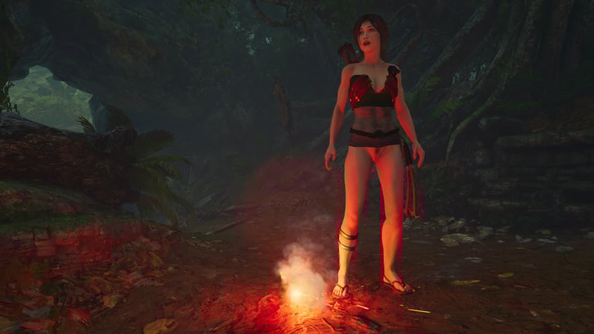 1girls 3d bottomless bottomless_female faith103 female game_screenshot lara_croft mod solo tomb_raider