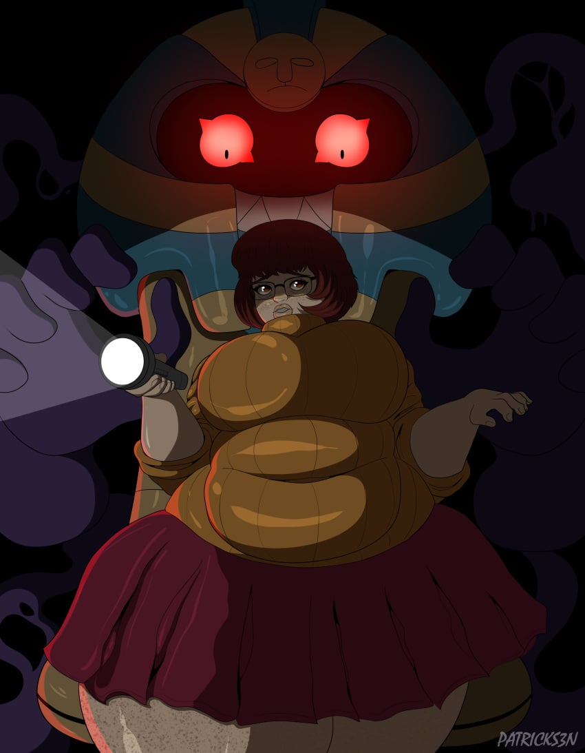 1girls chubby chubby_female clothing cofagrigus crossover fat female human imminent_sex patricks3n pokemon scooby-doo signature text thick_thighs thunder_thighs tight_clothing velma_dinkley voluptuous