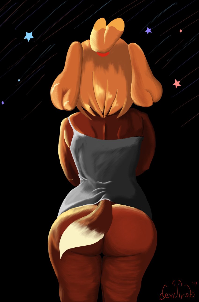 animal_crossing anthro ass big_butt bottomless canine clothed clothing deviliveb female half-dressed mammal nintendo solo video_games wide_hips