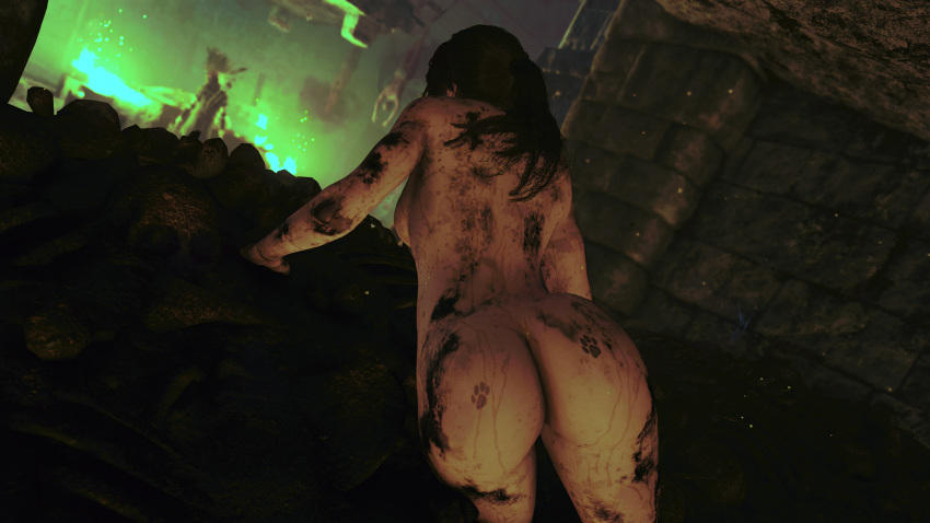 1girls 3d ass ass_focus completely_nude completely_nude_female dirty faith103 female game_screenshot lara_croft mod nude nude_female nude_mod paw_tattoo solo tomb_raider