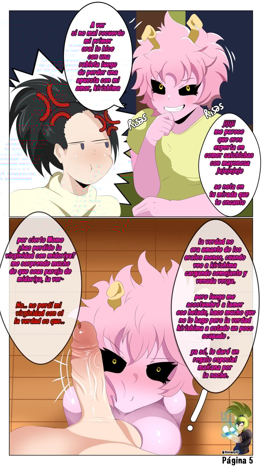 ashido_mina big_nipples big_penis comic_page eijirou_kirishima mina_ashido momo_yaoyorozu my_hero_academia page_5 penis surge_the_tenrec yaoyorozu_momo