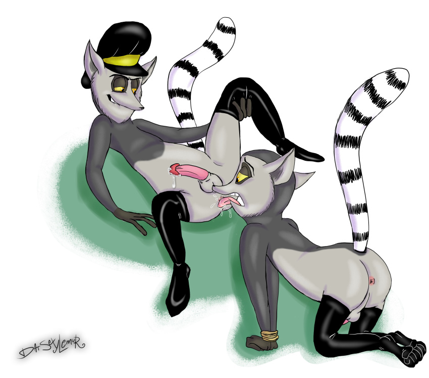 all_hail_king_julien anal anus ass balls bondage boots bound clothing cum datsexylemur domination dreamworks dual_persona erection feral footwear furry furry_only grin king_julien legwear lemur licking madagascar_(series) male mammal oral orgasm peaked_cap penis precum primate raised_tail rimming rope saliva selfcest sex sheath spread_legs spreading stockings submissive tongue tongue_out yaoi