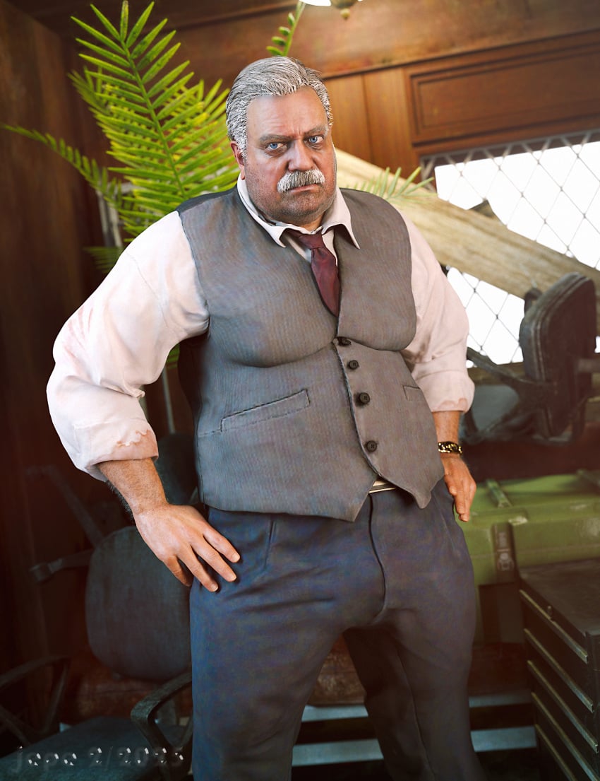3d balls big_balls big_penis brian_irons capcom human human_male human_only jepegraphics light-skinned_male light_skin male male_focus male_only old_man penis resident_evil resident_evil_2_remake solo solo_male ugly_man