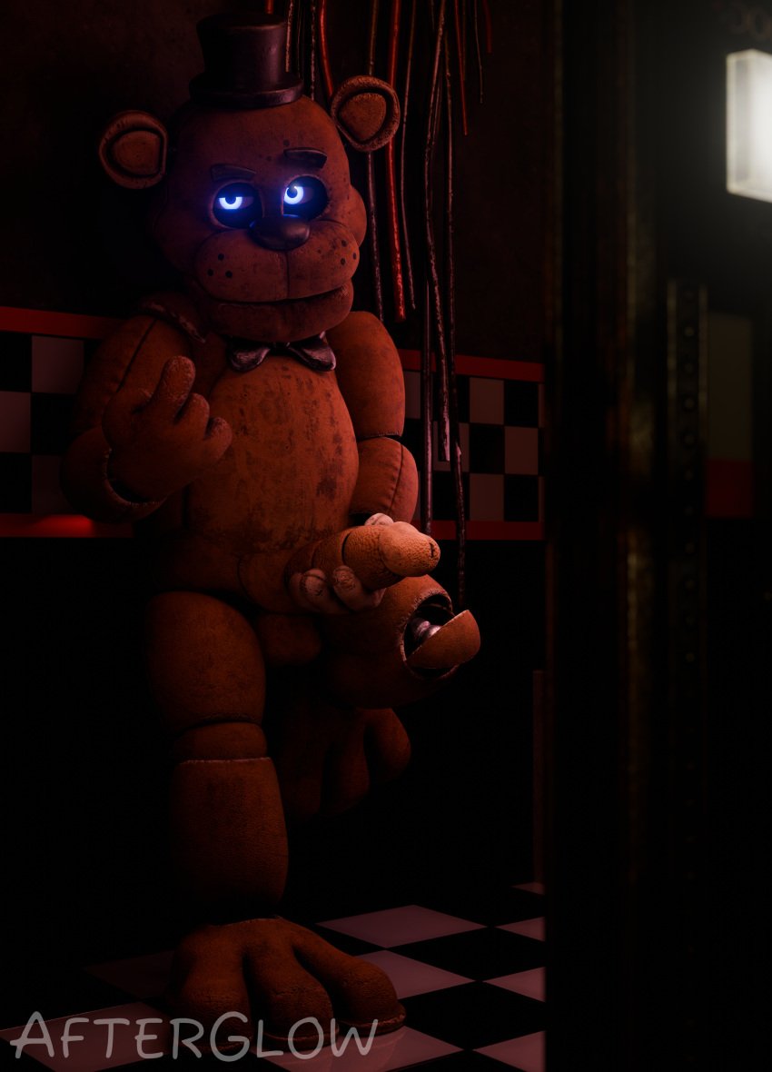 1boy 3d 3d_(artwork) absurd_res afterglownsfw animatronic anthro bear blue_eyes blue_eyes_male cock digital_media_(artwork) five_nights_at_freddy&#039;s freddy_(fnaf) genitals glowing glowing_eyes hi_res holding_penis inviting inviting_to_sex looking_at_viewer male male_only mammal masturbation no_humans offering_sex penis render rubbing_penis scottgames solo solo_male stroking_cock stroking_penis tagme
