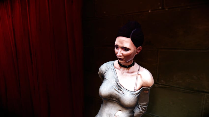 black_hair black_lipstick breasts breasts breasts chocker digital_extremes_(2k_games) forced_prostitution hooker human_trafficking pink_bra prostitution ragged_clothing sad slave the_darkness_2_(2007) tired_look video_games white_girl