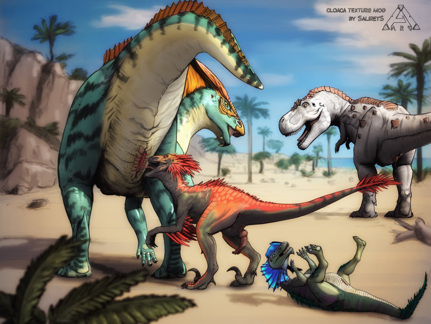 ark_survival_evolved beach being_watched claws cunnilingus dilophosaurus dinosaur dromaeosaurid erection female feral male neotheropod oral ornithopod outside parasaurolophus penetration penis precum pussy salireths scalie seaside sex studio_wildcard theropod tyrannosaur tyrannosaurid tyrannosaurus_rex utahraptor vaginal_penetration voyeur