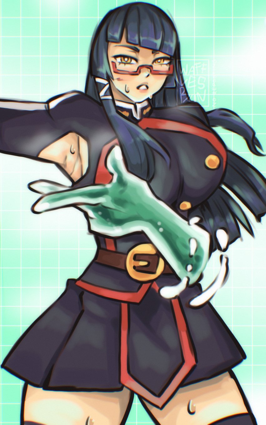 anime anime_girl armpit_fetish armpits azuma_maia big_breasts busty chained_soldier ecchi fetish glasses magic maia_azuma mato_seihei_no_slave smell_fetish sweat thighs wafflesbun