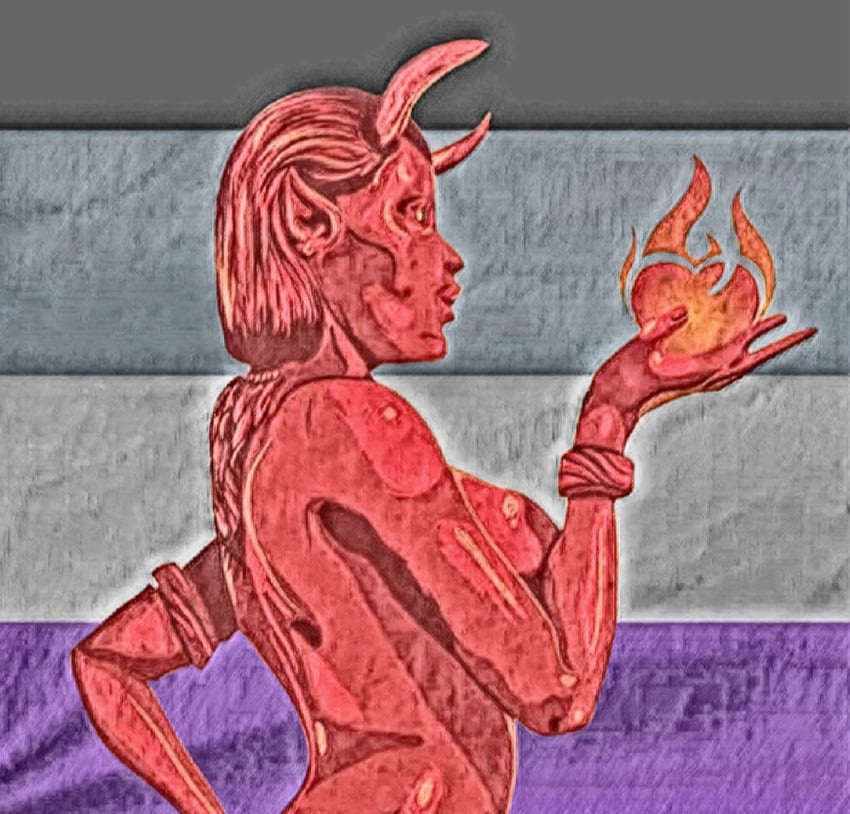asexual asexual_pride_colors deiwel demon demon_horns devil's_kiss female_demon horns lady-deiwel pride_month red_skin she_devil succubus temptation xzb-fk-qeb-elib xzb_fk_qeb_elib