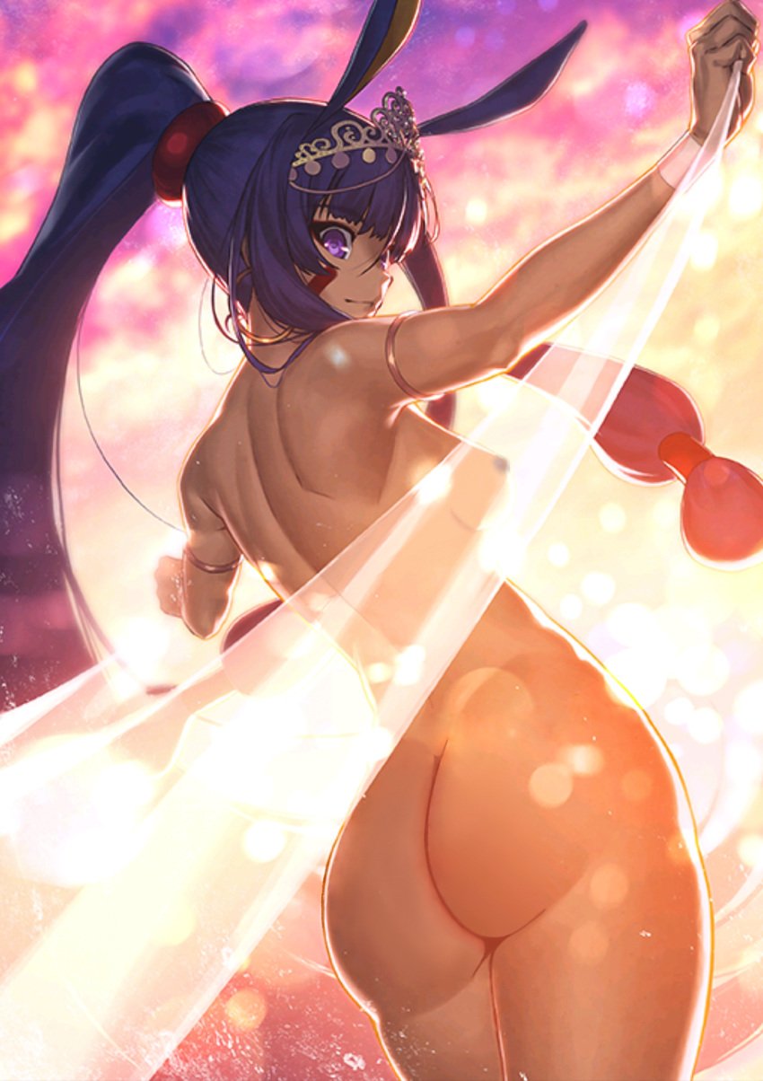 1girls ass ass_cheeks ass_focus big_ass dark-skinned_female fate/grand_order fate_(series) female female_focus ggeorges8576899 hair_ornament nipples_visible_through_clothing nitocris_(fate/grand_order) nitocris_(swimsuit_assassin) nude nude_female nude_filter third-party_edit