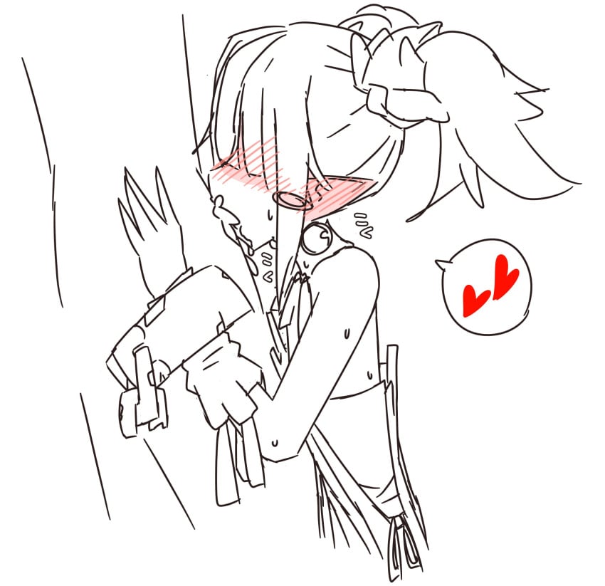 black_and_white blowjob cum cum_in_mouth disgaea femboy kyustep male_healer_(disgaea) nippon_ichi_software sketch
