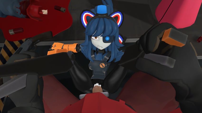 1boy 1girls 3d after_battle bullet_casings cum cum_inside garry's_mod glare mercenary_(character) mimi_sentry piledriver_position ponytail pov pov_eye_contact raped robot robot_girl shotgun_shells team_fortress_2 weapon