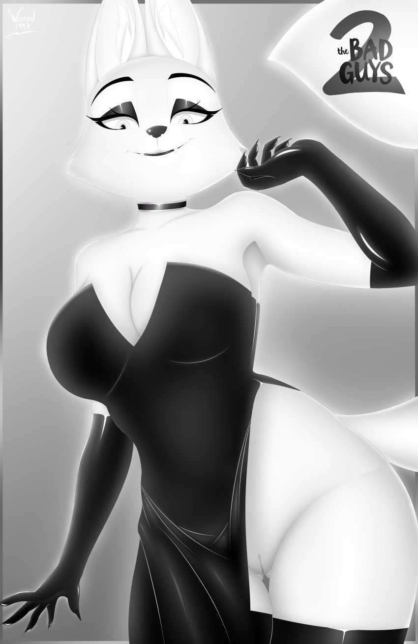 99 absurd_res anthro armwear biped bottomless breasts canid canine choker claws cleavage clothed clothing diane_foxington digital_media_(artwork) dreamworks dress eyebrows eyelashes fangs female fox hi_res jewelry legwear lips looking_at_viewer makeup_sex mammal necklace portrait pose pussu smile smiling_at_viewer solo stockings tail teeth the_bad_guys three-quarter_portrait wide_hips wizard1997