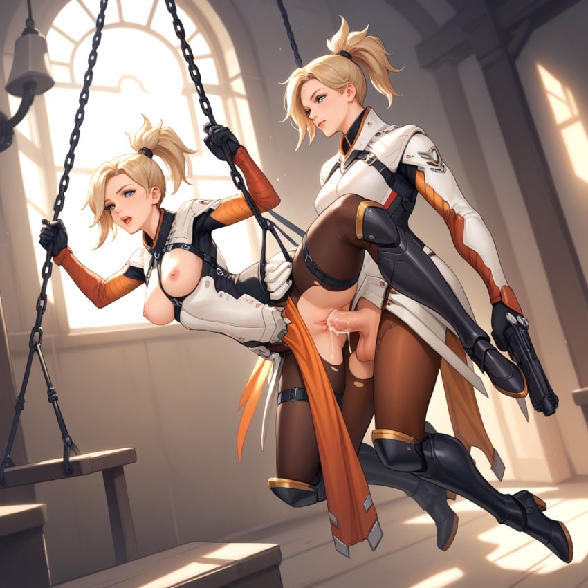 ai ai_generated anal_sex anal_sex anime_style bondage bondage breasts bsdm chains detailed_background dungeons_and_dragons erection erotichris female female large_breasts mercy nipples overwatch penis restraints rope rope_bondage sexual_intercourse sunlight vaginal_sex