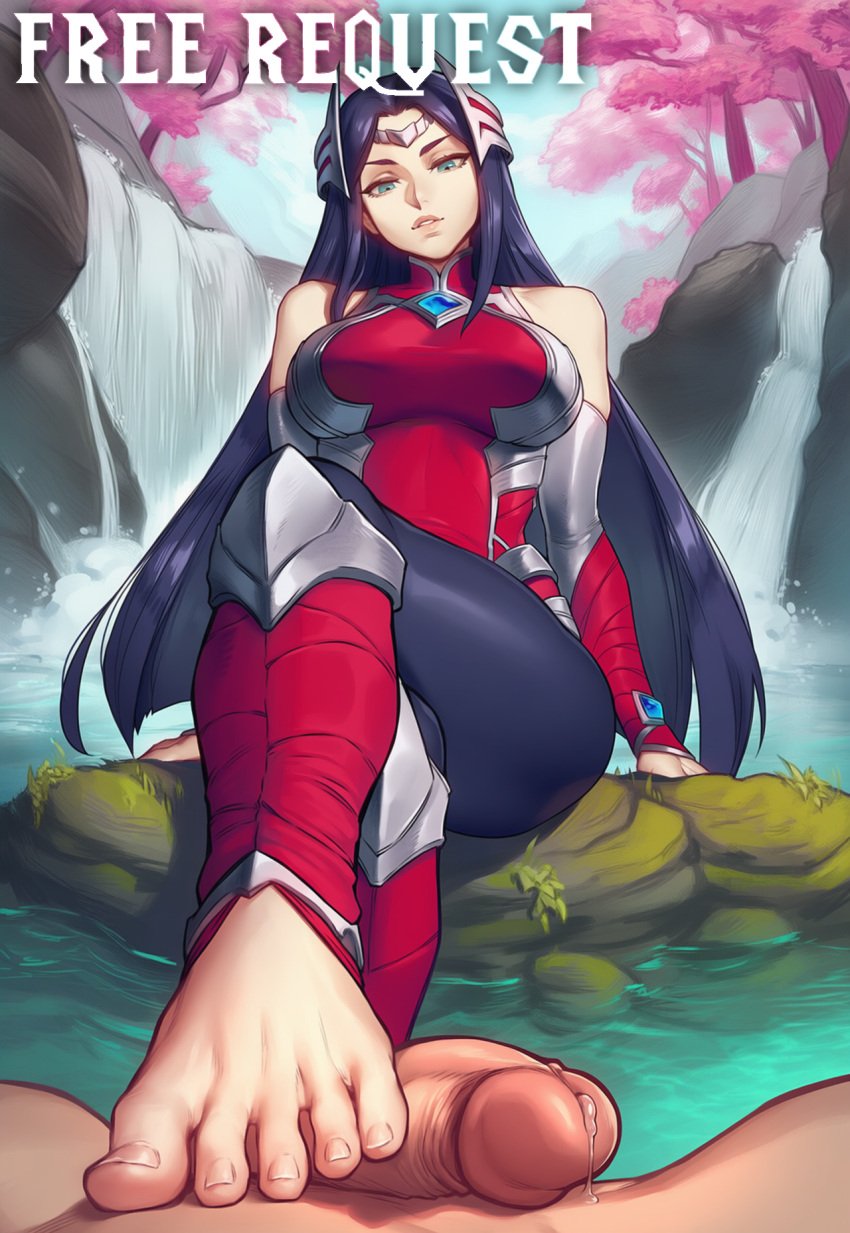 ai_generated below dm4freeairequests feet femdom foot_focus footjob from irelia_xan league_of_legends looking_at_viewer penis pov precum waterfall