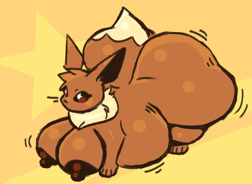 big_belly big_breasts breasts brown_eyes brown_fur busty_feral chonk dumptruck_ass eevee eeveelution female female_focus feral huge_ass lime09 pokemon pokemon_(species)