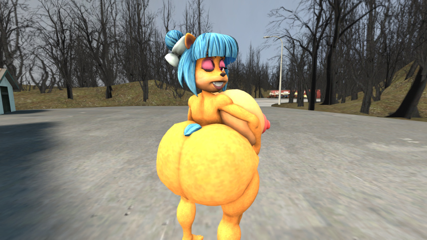 big_ass big_breasts big_butt blue_hair breasts crash_(series) digested female furry huge_ass huge_breasts megumi_bandicoot nude nude_female post_vore seductive source_filmmaker thick vore