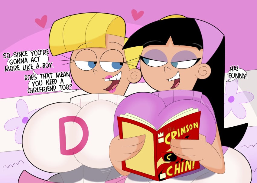 2girls 3barts ass big_ass big_breasts big_butt black_hair blonde_hair blue_eyes breasts dialogue multiple_girls nickelodeon skirt straight_hair the_fairly_oddparents thick_thighs thighs trixie_tang veronica_star