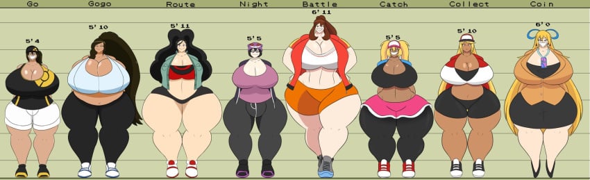 battle_(igph) catch_(igph) coin_(igph) collect_(igph) different_breast_sizes height_chart height_difference hip_grab hips igphhangout large_breasts massive_ass massive_breasts night_(igph) route_(igph) short_shorts shorter_female taller_female taller_girl thick_thighs thigh_gap thighs trainer_go's_mom_(igph) trainer_go_(igph) wide_hips