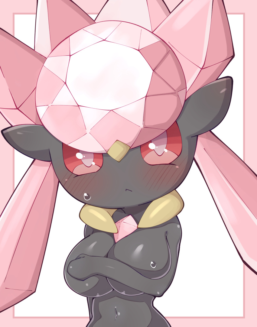 1girls blush commission commissioner_upload diancie female himimi humanoid looking_at_viewer nude nude_female pokemon pokemon_(species) pokemon_xy solo solo_female