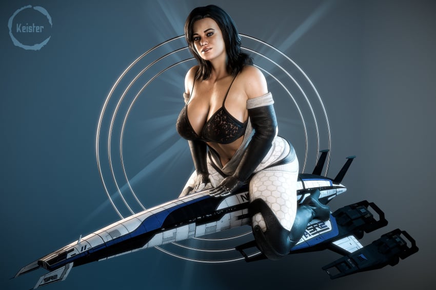 3d bra breasts_out_of_clothes clothed keister3d mass_effect miranda_lawson riding