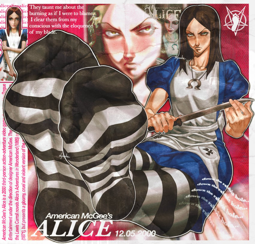 alice_in_wonderland american_mcgee's_alice feet foot_focus nyoolie striped_legwear