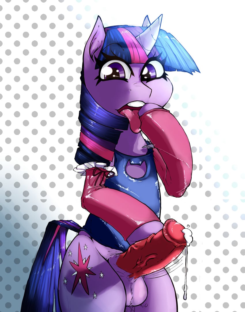 2015 absurd_res animal_genitalia clothed clothing cutie_mark dickgirl equine erection friendship_is_magic hair hi_res horn horsecock intersex mammal my_little_pony open_mouth penis purple_eyes solo tongue tongue_out twilight_sparkle_(mlp) unicorn vein violise