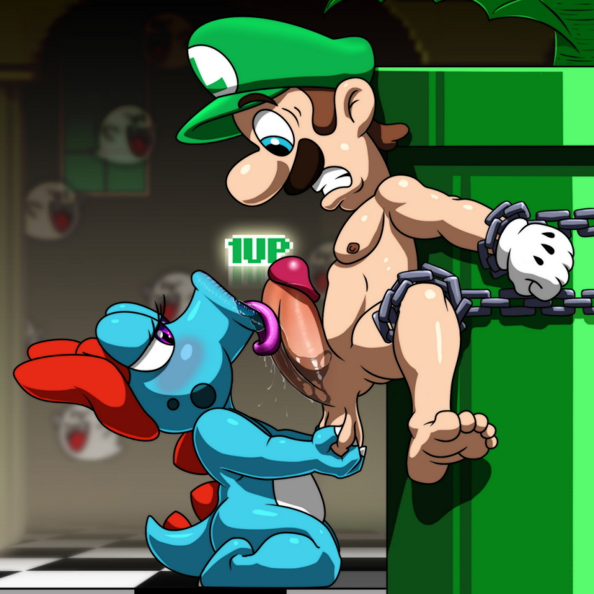 :>= birdo blowjob boo_(mario) fellatio lawgick living_fleshlight luigi mario_(series) nintendo oral oral_sex penis_on_tongue piranha_plant sex sucking super_mario_bros.