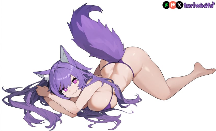 1girls ai_generated big_breasts big_breasts bikini breasts breasts breasts breasts curvy cute dog_ears dog_girl doggirl female female female_focus female_only highres hips huge_boobs huge_breasts kemonomimi light_skin light_skinned_female long_hair patreon_username petgirl petite purple_ears purple_eyes purple_hair purple_tail thick_thighs thighs tori toriwoofs watermark wavy_hair white_skin white_skinned_female wide_hips wolf_ears