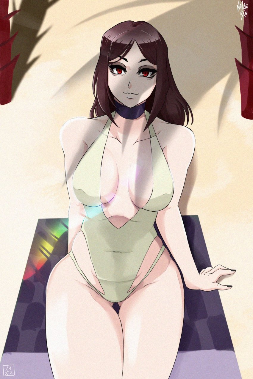 1female 1girls beach big_breasts bikini fit_female noize.exe painwheel skullgirls swimsuit thick_thighs