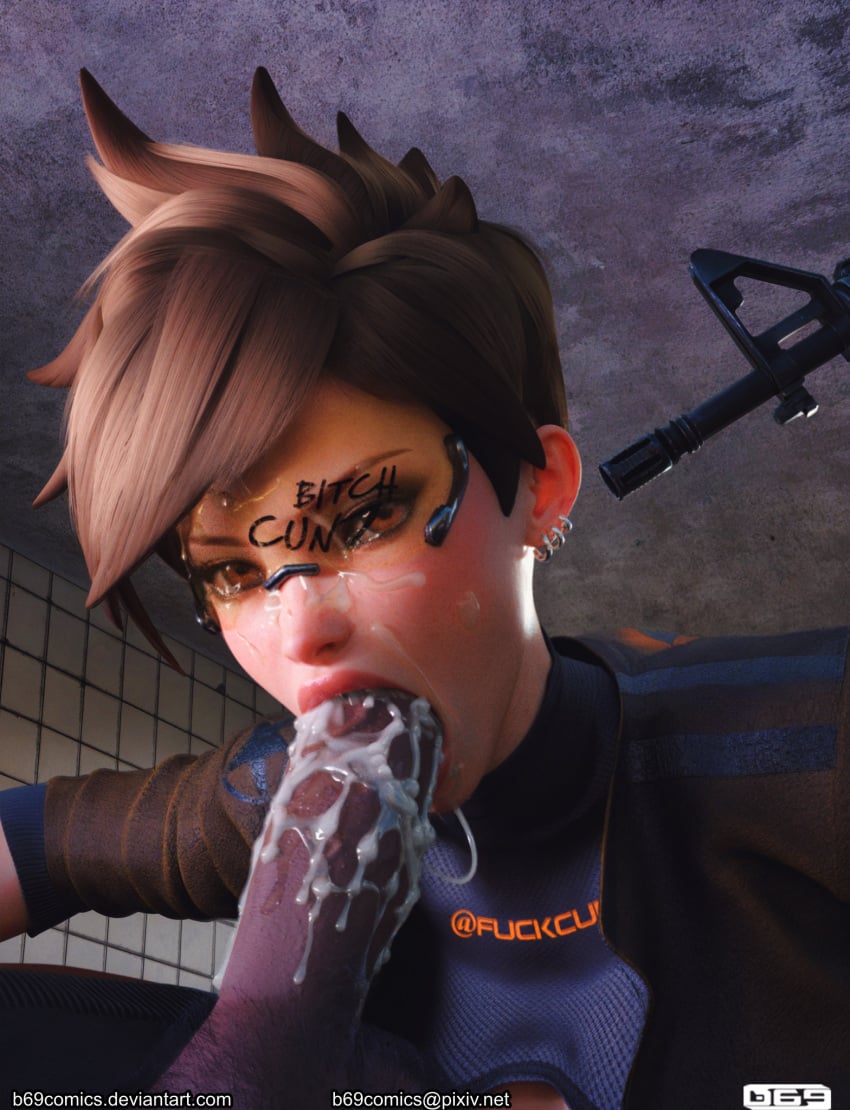 1boy 1girls 3d b69 blowjob caucasian caucasian_female cum cum_in_mouth deepthroat face_fucking facial fellatio female forced forced_oral interracial_sex male overwatch overwatch_2 tagme tears tinted_eyewear tracer visor