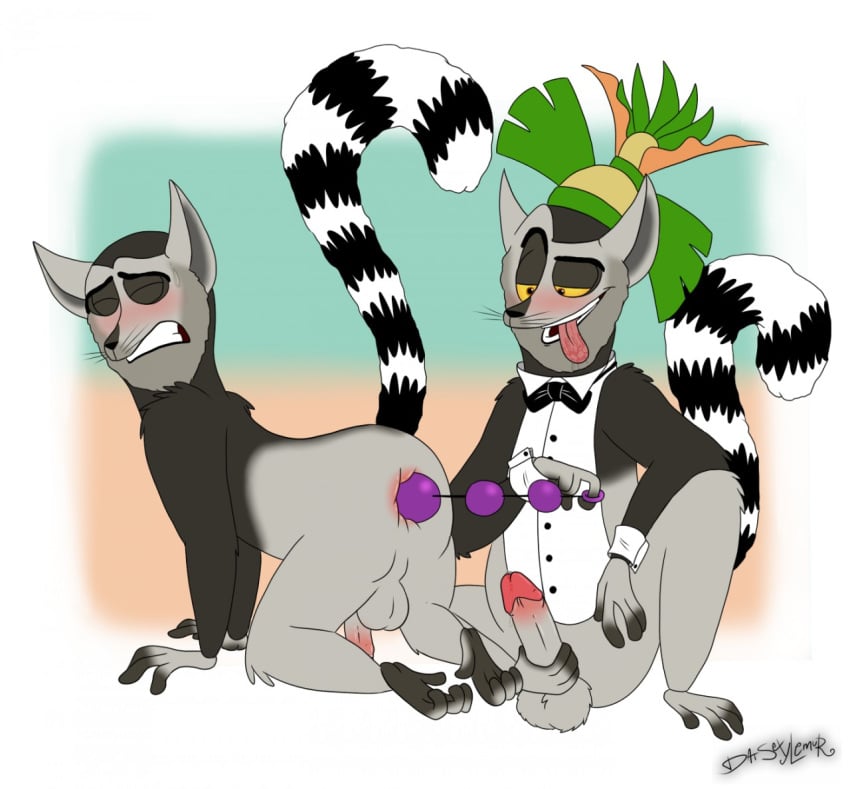 all_hail_king_julien anal anal_beads datsexylemur dreamworks gay king_julien lemur madagascar_(series) netflix pulling_anal_beads pulling_out yaoi