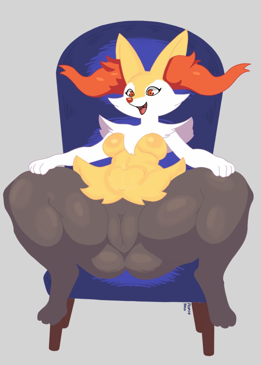 1girls 4_fingers anthro areola areolae ass belly_button blush braixen breasts claws female female_focus female_only fluffy_tail fox fox_ears fox_girl fox_tail furry game_freak gen_6_pokemon generation_6_pokemon inner_ear_fluff medium_breasts multicolored_body multicolored_fur nintendo nipples open_mouth orange_eyes pegassfor pokemon pokemon_(anime) pokemon_(franchise) pokemon_(game) pokemon_(species) pokemon_xy pussy solo solo_female solo_focus spread_legs tail thick_thighs thighs tongue tongue_out wide_hips yellow_body yellow_fur