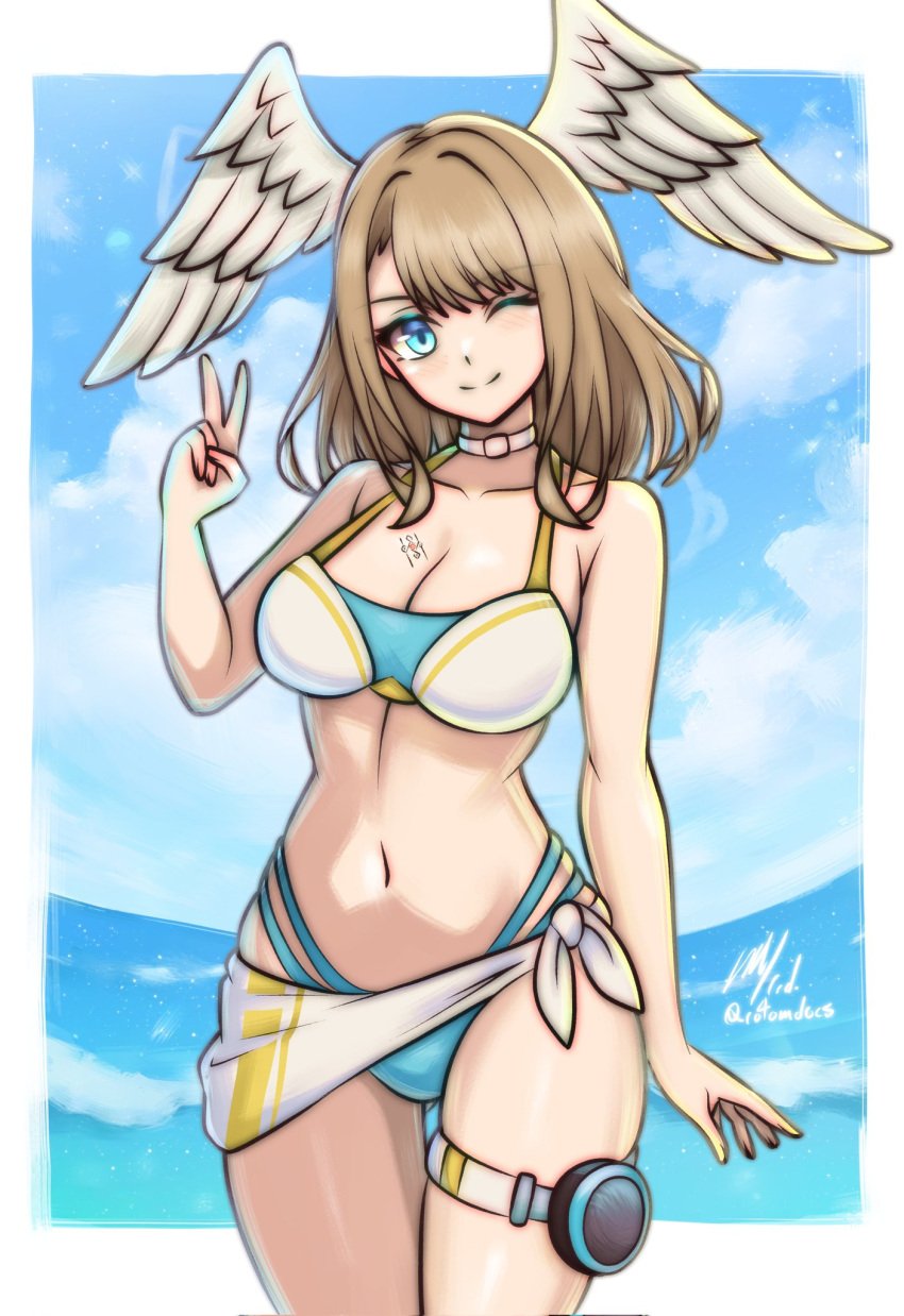 breasts eunie_(xenoblade) female female_only nintendo one_eye_closed rotomdocs solo swimsuit xenoblade_(series) xenoblade_chronicles_3