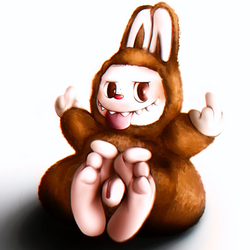 brown_fur creature feet female flipping_off foot_fetish foot_focus joeerogenous labubu middle_finger pussy tongue tongue_out vagina visible_pussy