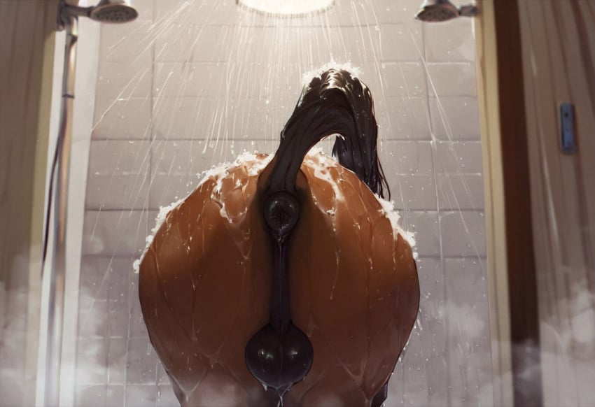 ai_generated anus ass balls brown_body dino2k equid equine equine_anus feral fur genitals horse male mammal penis poor_quality presenting presenting_anus puffy_anus raised_tail rear_view shower shower_room showering solo solo_focus wet wet_balls wet_body wet_fur wet_penis white_body