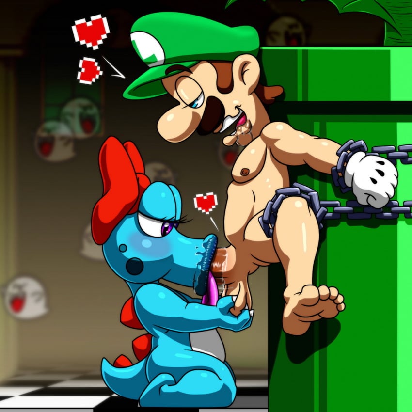 :>= birdo blowjob boo_(mario) fellatio femdom hero_defeated lawgick living_fleshlight luigi malesub mario_(series) nintendo oral oral_sex piranha_plant sex sucking super_mario_bros. tongue_out_blowjob