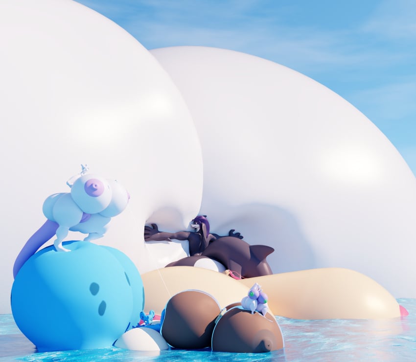 3d_(artwork) absurd_res anthro areola ass aurora_(darkdraketom) bell_(darkdraketom) between_breasts big_breasts big_butt blender_(artwork) breast_expansion breast_squish breasts butt_expansion butt_squish cherry_(darkdraketom) darkdraketom digital_media_(artwork) expansion female fish generation_1_pokemon generation_3_pokemon generation_4_pokemon generation_6_pokemon genitals goodra group hi_res huge_breasts huge_butt hyper hyper_breasts hyper_butt lapras larger_female legendary_pokemon lopunny macro marine mewtwo milotic nintendo plump_labia pokemon pokemon_(species) pushing pussy ranged_weapon raygun sage_(darkdraketom) sea shark side_eye size_difference size_transformation smaller_female squish thick_thighs transformation vivian_(darkdraketom) water weapon