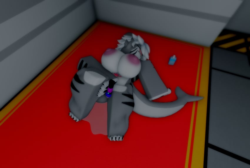 3d anthro big_breast changed_(video_game) female furry looking_pleasured magic_wand masturbating masturbation pink_nipples pink_pussy pussy_juice pussy_juice_drip ravenuwu roblox robloxian self_upload shark tagme tiger_shark tiger_shark_(changed) vibrator_wand