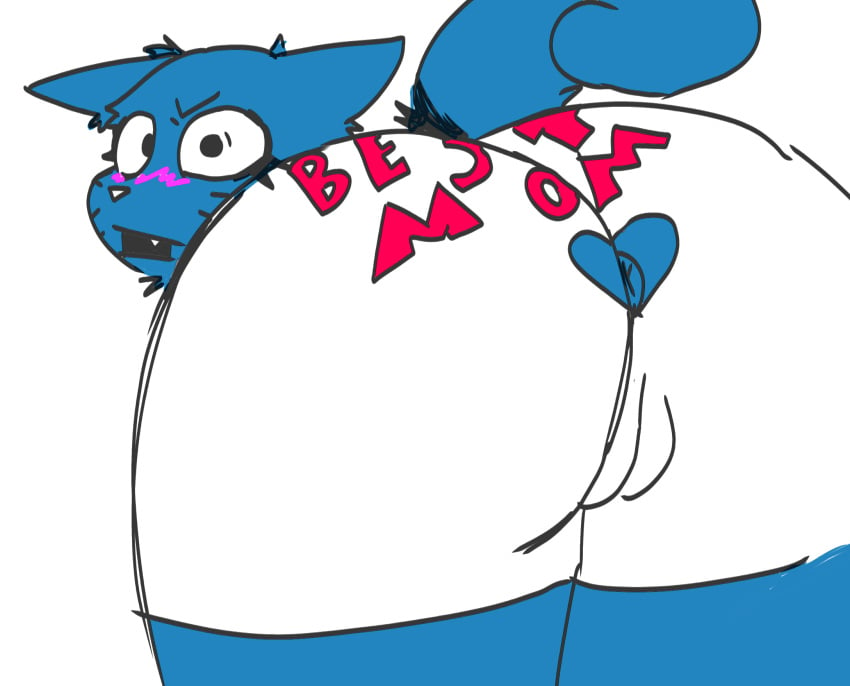 anthro anus bent_over big_playem blue_body blush cartoon_network felid feline female hi_res mammal nicole_watterson solo the_amazing_world_of_gumball